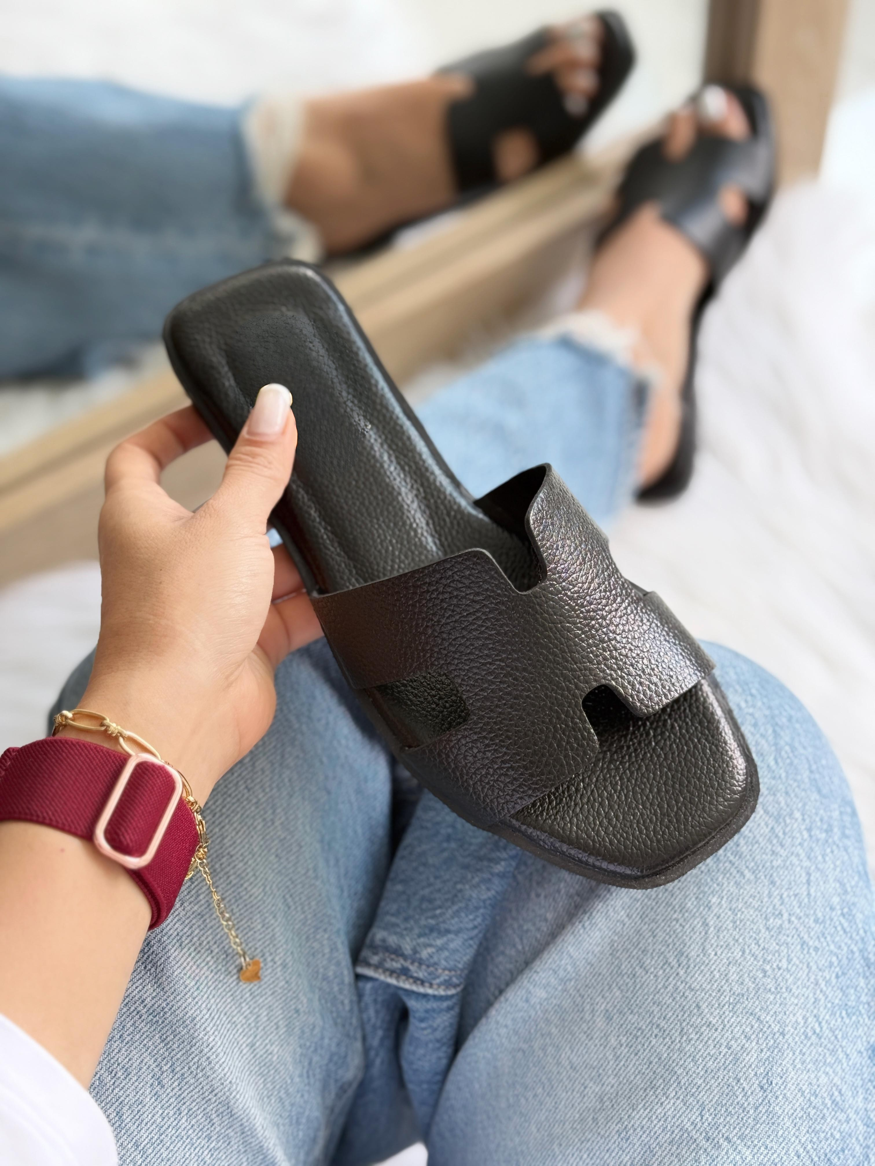 Sandalias planas  aurora  en cuero genuino