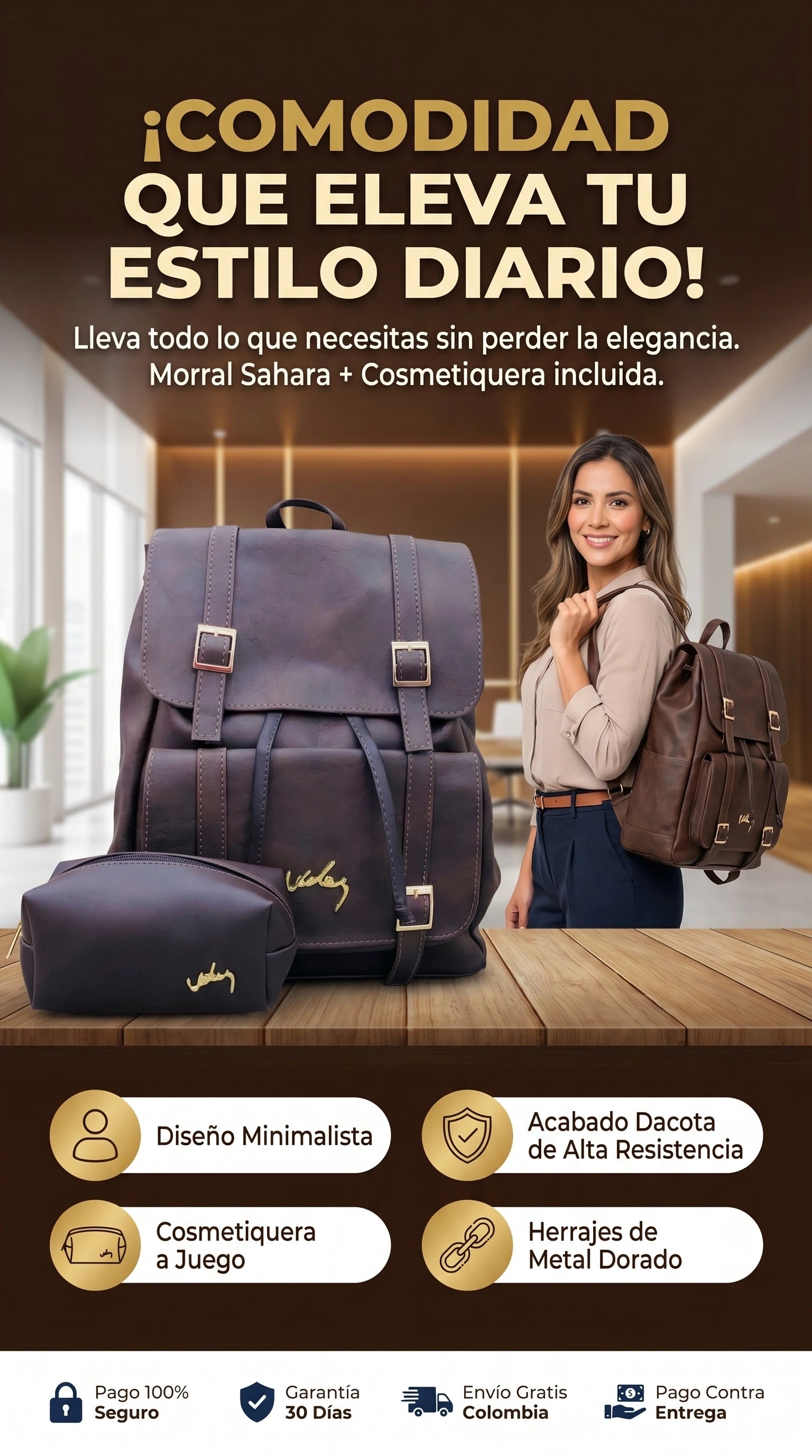 Edición Especial Mes de Mamá: Morral Sahara + Cosmetiquera de Lujo